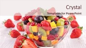  Presentation with salad - Amazing presentation having diet nutrition - fresh fruits salad in bowl backdrop and a sky blue colored foreground