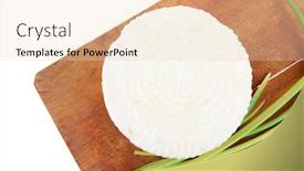  Presentation with greek feta cheese famous dairy - Presentation consisting of telecommunication mast with microwave link background and a teal colored foreground