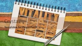  Presentation with wellbeing - Amazing PPT theme having diet sleep exercise and mindset - vitality and wellbeing concept - word abstract in vintage letterpress wood type in a sketchbook against abstract paper landscape backdrop and a coral colored foreground
