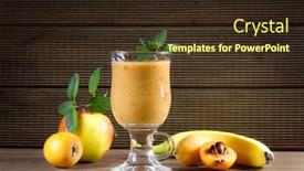  Presentation with smoothies - Cool new presentation theme with diet smoothies from loquats bananas and apples backdrop and a wine colored foreground