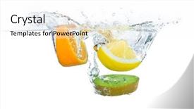  Presentation with kiwi fruit - Slide deck featuring diet soda - sliced citrus fruit with kiwi background and a white colored foreground