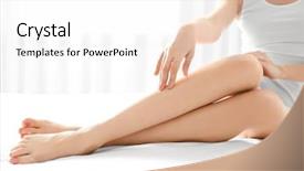  Presentation with room - PPT theme having diet therapy - beautiful woman sitting on bed background and a  colored foreground