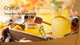  Presentation with lemon and ginger tea - Colorful slides enhanced with diet therapy - lemon and ginger tea backdrop and a yellow colored foreground