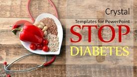  Presentation with diabetes - Presentation theme consisting of diet therapy - text stop diabetes and healthy background and a coral colored foreground