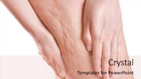  Presentation with diet - Theme featuring diet therapy - woman with cellulite problem background and a coral colored foreground