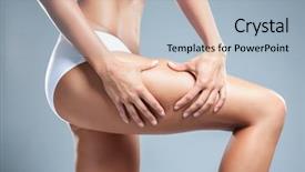  Presentation with grey - Cool new slides with diet therapy - young woman on grey background backdrop and a light blue colored foreground