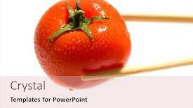  Presentation with diet - Presentation design consisting of diet-tomato-isolated-on-white background and a  colored foreground