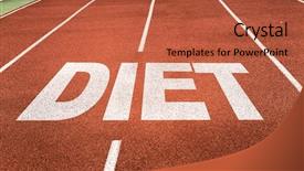  Presentation with college running track hurdle - Amazing PPT theme having diet written on running track backdrop and a  colored foreground