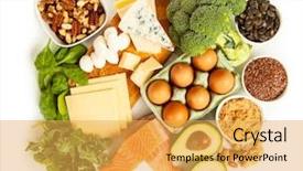  Presentation with diet - Audience pleasing slide set consisting of keto diet food ingredients backdrop and a yellow colored foreground
