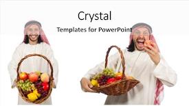  Presentation with diversity - Colorful slide set enhanced with dietary diversity - arab man with fruits isolated backdrop and a white colored foreground