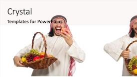  Presentation with diversity - PPT theme having dietary diversity - arab man with fruits isolated background and a lemonade colored foreground