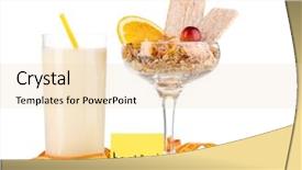  Presentation with foods - PPT theme enhanced with dietary foods for breakfast isolated on white background and a lemonade colored foreground