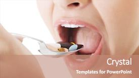  Presentation with dietary supplement - PPT theme enhanced with dietary supplement - young woman eating dose background and a  colored foreground