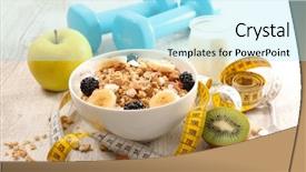  Presentation with cereal - Presentation theme featuring dietetics - bowl of cereal fruit background and a arctic colored foreground