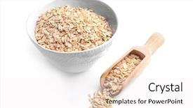  Presentation with whats the scoop - Presentation theme consisting of dietetics - bowl with raw oatmeal background and a  colored foreground