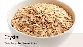  Presentation with bowl - Audience pleasing presentation design consisting of dietetics - bowl with raw oatmeal backdrop and a coral colored foreground