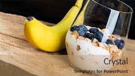  Presentation with dietetic - Slide deck with dietetics - dietetic breakfast - fruits yoghurt background and a coral colored foreground