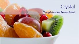  Presentation with white healthy food - PPT theme with dietetics - dietetic healthy fruit salad background and a sky blue colored foreground