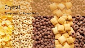  Presentation with brunch breakfast buffet healthy continental - Slides having dietetics - different healthy breakfast cereals background and a gold colored foreground