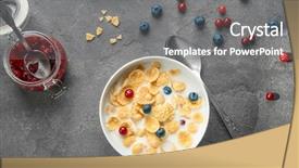  Presentation with milk - Slide deck with dietetics - dish with cornflakes and milk background and a gray colored foreground