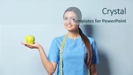  Presentation with apple - Slide deck with dietetics - female nutritionist with apple background and a sky blue colored foreground