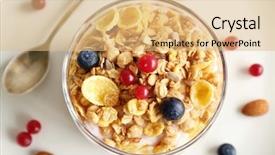  Presentation with muesli - PPT theme having dietetics - healthy breakfast with muesli background and a coral colored foreground