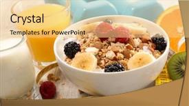  Presentation with healthy breakfast - Theme with dietetics - healthy fitness breakfast background and a blonde colored foreground