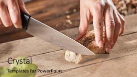  Presentation with meat - PPT theme with dietetics - meat with spice slice hands background and a coral colored foreground