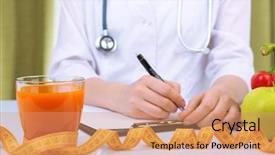  Presentation with pregnancy diet plan - Cool new PPT layouts with dietetics - nutritionist doctor writing diet plan backdrop and a coral colored foreground