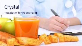  Presentation with diet - Slides consisting of dietetics - nutritionist doctor writing diet plan background and a sky blue colored foreground