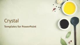  Presentation with olive oil - Amazing slide set having dietetics - olive oil balsamic vinegar pepper backdrop and a cream colored foreground