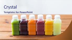  Presentation with packaging plastic bottles - PPT layouts featuring dieting and packaging concept - plastic background and a sky blue colored foreground