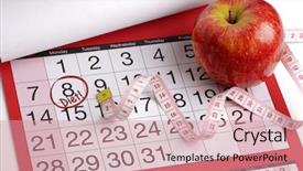  Presentation with tape measure - Colorful PPT layouts enhanced with dieting concept apple and tape backdrop and a coral colored foreground