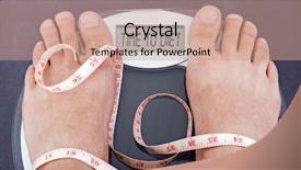  Presentation with saying - Amazing PPT theme having dieting concept bathroom scales saying backdrop and a  colored foreground