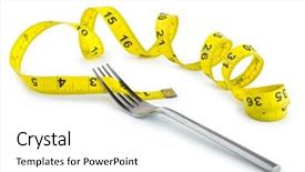  Presentation with concept - Audience pleasing presentation design consisting of dieting-concept-with-fork backdrop and a white colored foreground