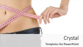  Presentation with tape - Slide deck with dieting concept woman with measuring background and a white colored foreground