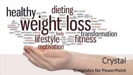  Presentation with weight loss - Presentation enhanced with dieting transformation abstract word cloud background and a soft green colored foreground