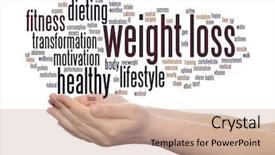  Presentation with slim body - Audience pleasing PPT theme consisting of dieting transformation abstract word cloud backdrop and a coral colored foreground