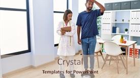  Presentation with dietitian - Theme enhanced with dietitian-at-the-clinic background and a soft green colored foreground