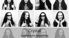  Presentation with collage - Amazing PPT theme having diference - collage of the same woman backdrop and a light gray colored foreground