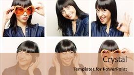  Presentation with collage - PPT theme enhanced with diference - collage of the same woman background and a coral colored foreground