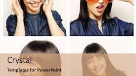  Presentation with collage - Amazing presentation theme having diference - collage of the same woman backdrop and a coral colored foreground