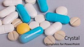  Presentation with tablets - Slide deck with diference - diferent tablets pills capsule heap background and a  colored foreground