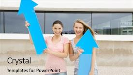  Presentation with latino students - Slide deck with diference - teenage students holding blue arrows background and a  colored foreground