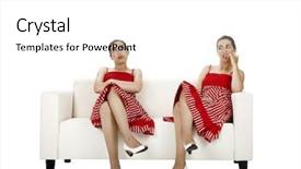  Presentation with upset - Colorful slide deck enhanced with diference - two twin sisters seated backdrop and a white colored foreground