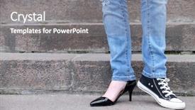  Presentation with feet - Presentation design featuring diferente - female feet in different shoes background and a gray colored foreground