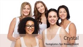  Presentation with women body - Slide deck with diferente - friendship beauty body positive background and a coral colored foreground