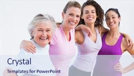  Presentation with friends - Cool new presentation theme with diferente - portrait of happy friends standing backdrop and a  colored foreground