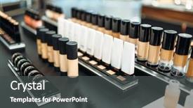  Presentation with steel making shop - Slide deck consisting of face cosmetic collection in make background and a dark gray colored foreground