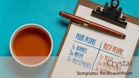  Presentation with poor rich - Slide deck consisting of differences-in-priorities-of-poor background and a soft green colored foreground